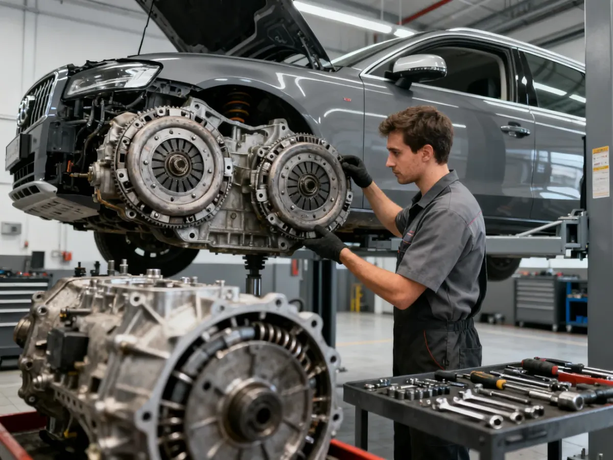 Mechanik diagnozujący układ napędowy samochodu z silnikiem Diesla